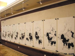 范曾流水線作畫現(xiàn)場。