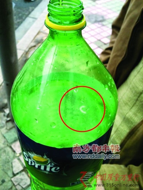 瓶里的蟲子(紅圈處)讓樊先生看起來(lái)就反胃。南都記者謝亮輝攝 瓶里的蟲子(紅圈處)讓樊先生看起來(lái)就反胃。南都記者謝亮輝攝