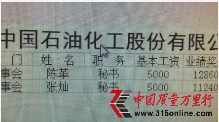 網(wǎng)曝中石化普通秘書月薪3萬 底薪5000獎金超1萬。